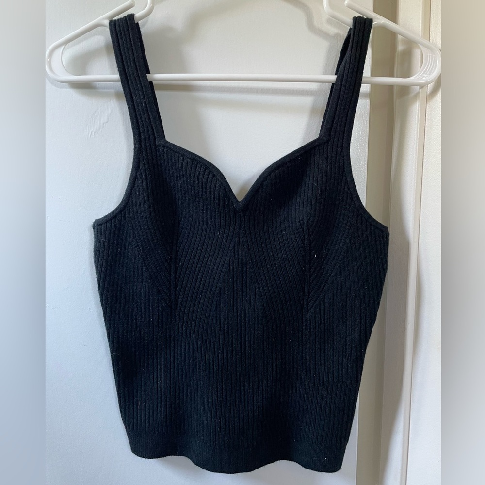Abercrombie & Fitch Black Ribbed Fitted Tank Top